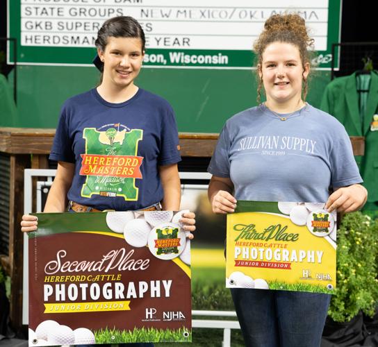 Junior photography contest Hereford cattle division winners, from left, Chloe Wynn of Pardeeville, second-place; Josie Beltz of Canton, Kansas, third-place; not shown, Carlyn Olson of Minden, Nevada, first-place on July 8.