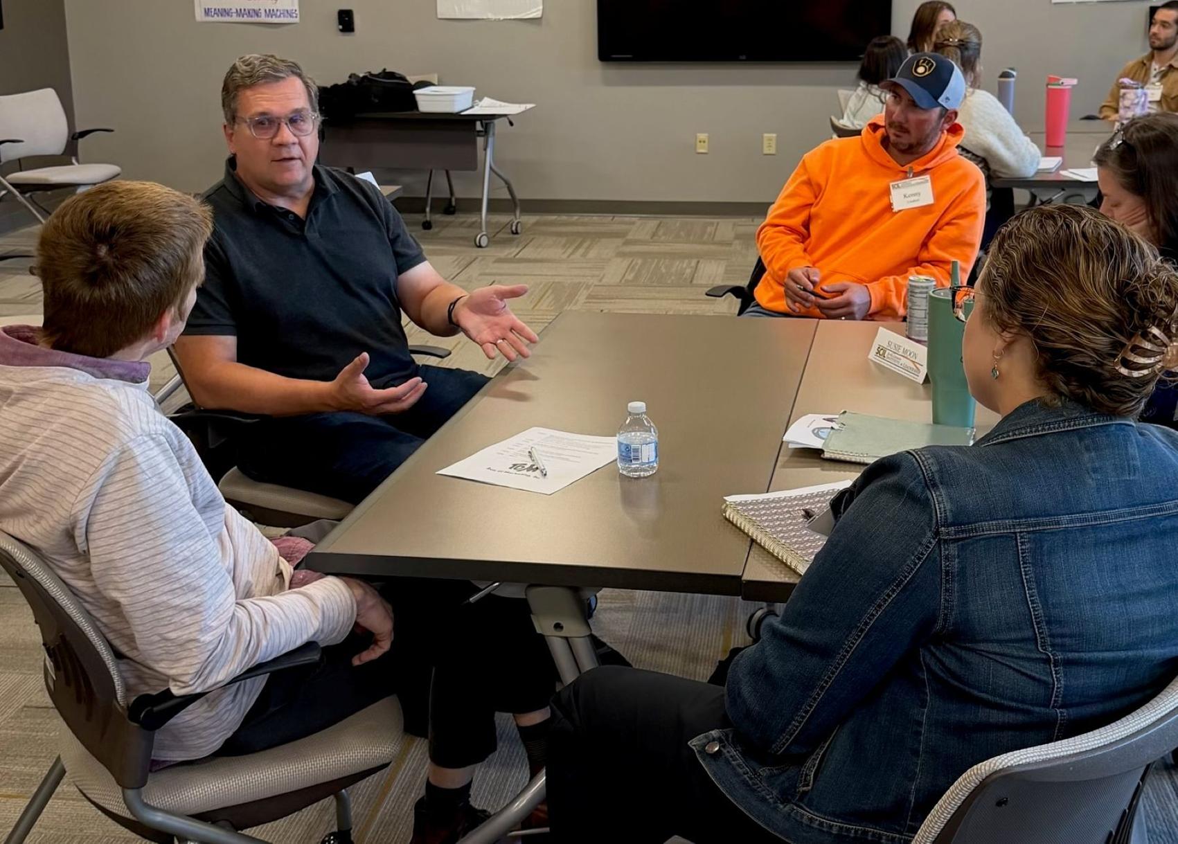 Sauk County Institute of Leadership participants meet with County Department Head Tim Kabat. From left, Casey Jones, Tim Kabat, Kenny Lindner, Susie Moon, Hannah Dobosz on Oct. 8.