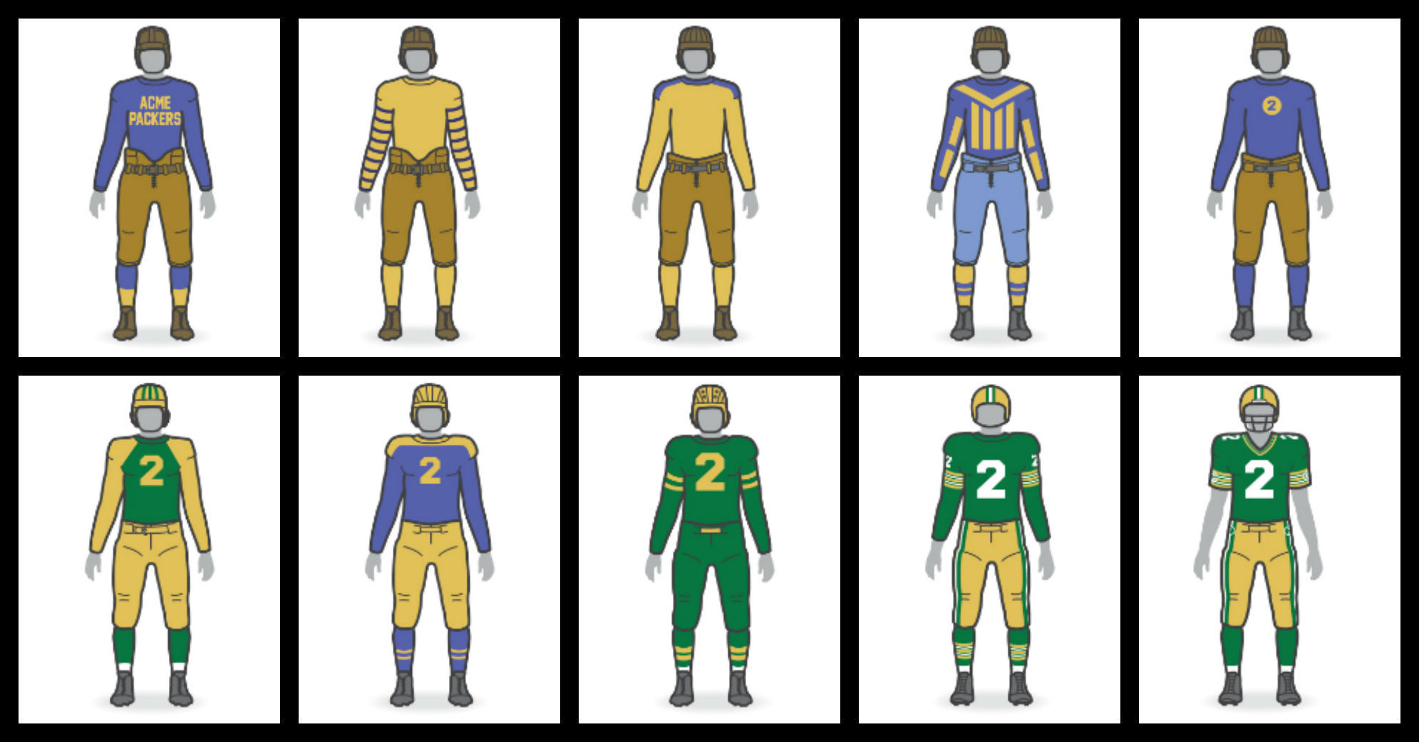 green bay packer uniforms