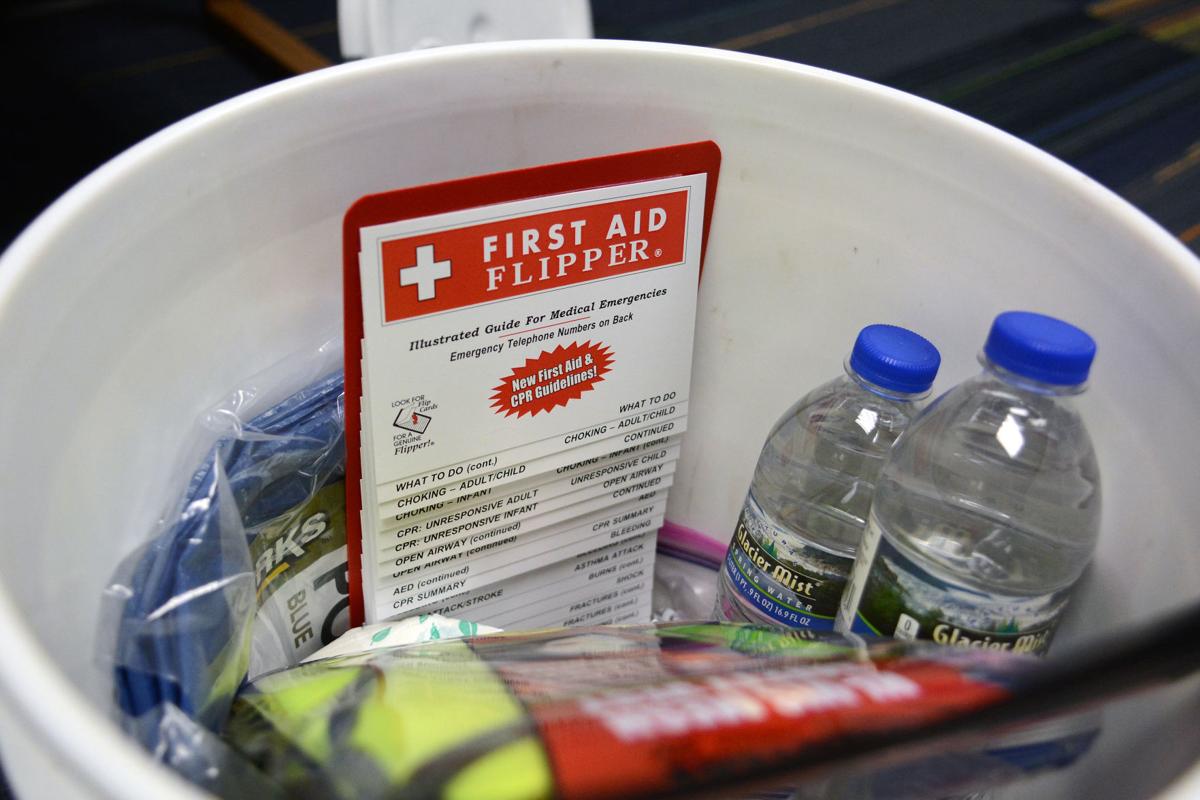 Classroom emergency buckets updated at Baraboo High in case of