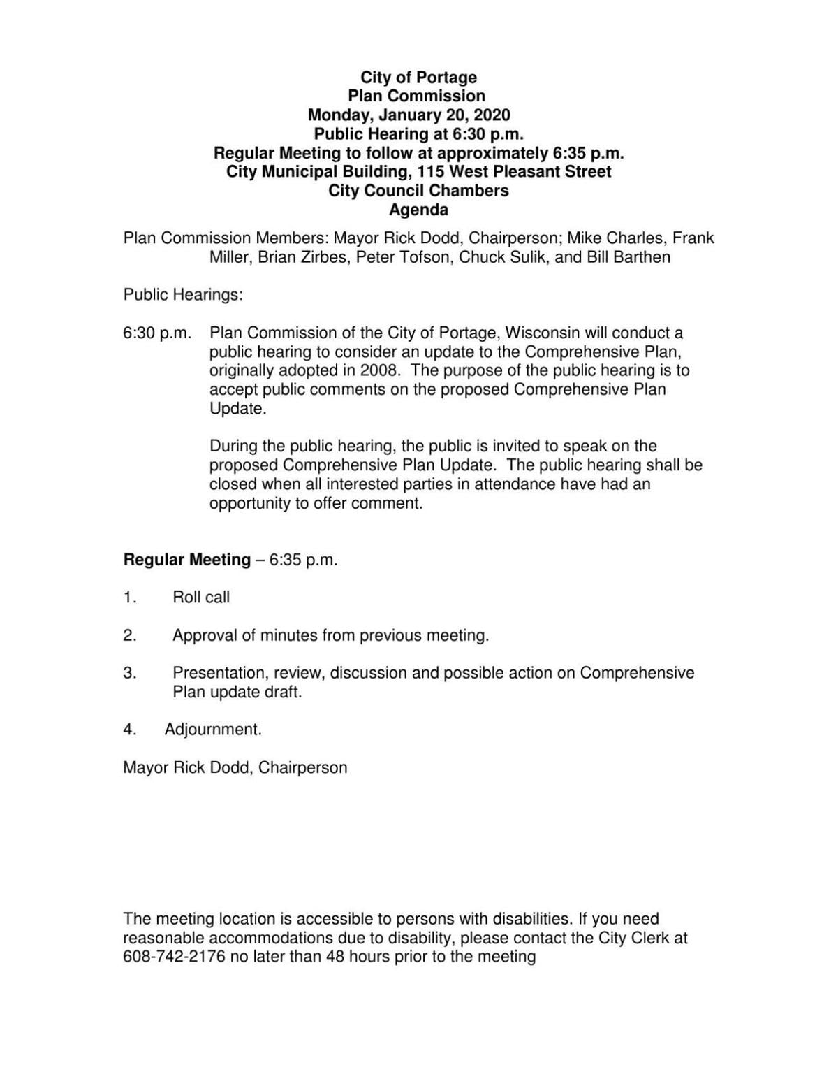 2030 Comprehensive Plan from Plan Commission meeting