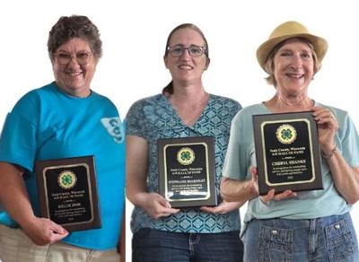 Sauk County 4 H recognizes three new inductees into the Sauk County 4-H Hall of Fame on July 9 at the 4-H Performing Arts Showcase at the Sauk County Fair. From left, Kellie Zink, Stephanie Beardsley, Cheryl Shanks.