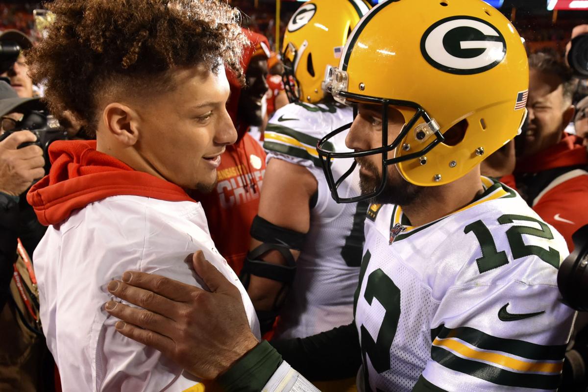 Patrick Mahomes, Aaron Rodgers, AP generic file photo