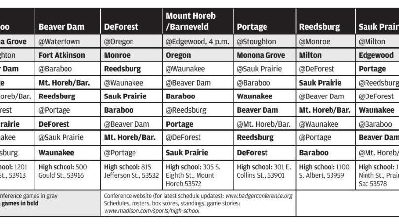 2018 prep football Printable schedule grids for area teams Badgernorth