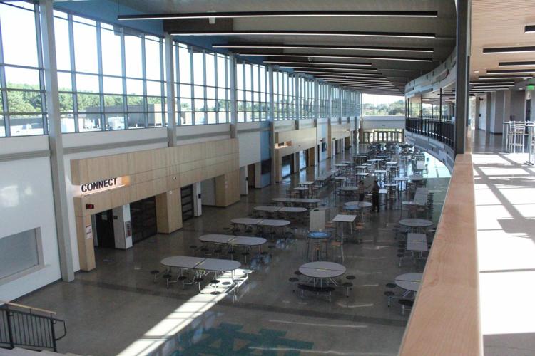 Overlook of high school cafeteria and commons Dells new high school