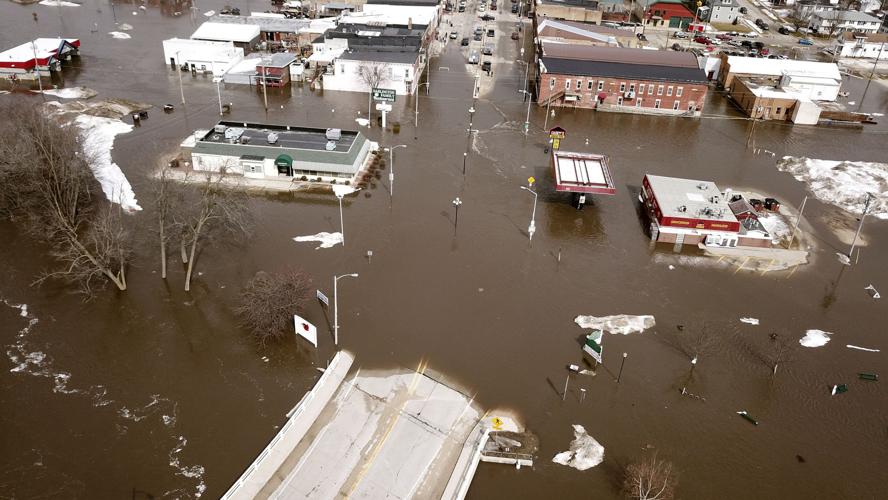Aerial view of flooding in Darlington