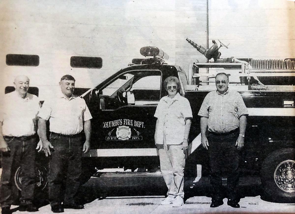 2001 Receipt of a new fire engine from the Rural Fire Group, from left: Fred Dartt, John Prosser, Eleanor Schulze and Don Lee.