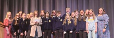 Linda Krueger, Aspirus Health representative, presents a $10,000 donation to Portage High School teacher and FFA advisor Emma Huber and the FFA officer team to support the greenhouse Project, according to a May 14 release.