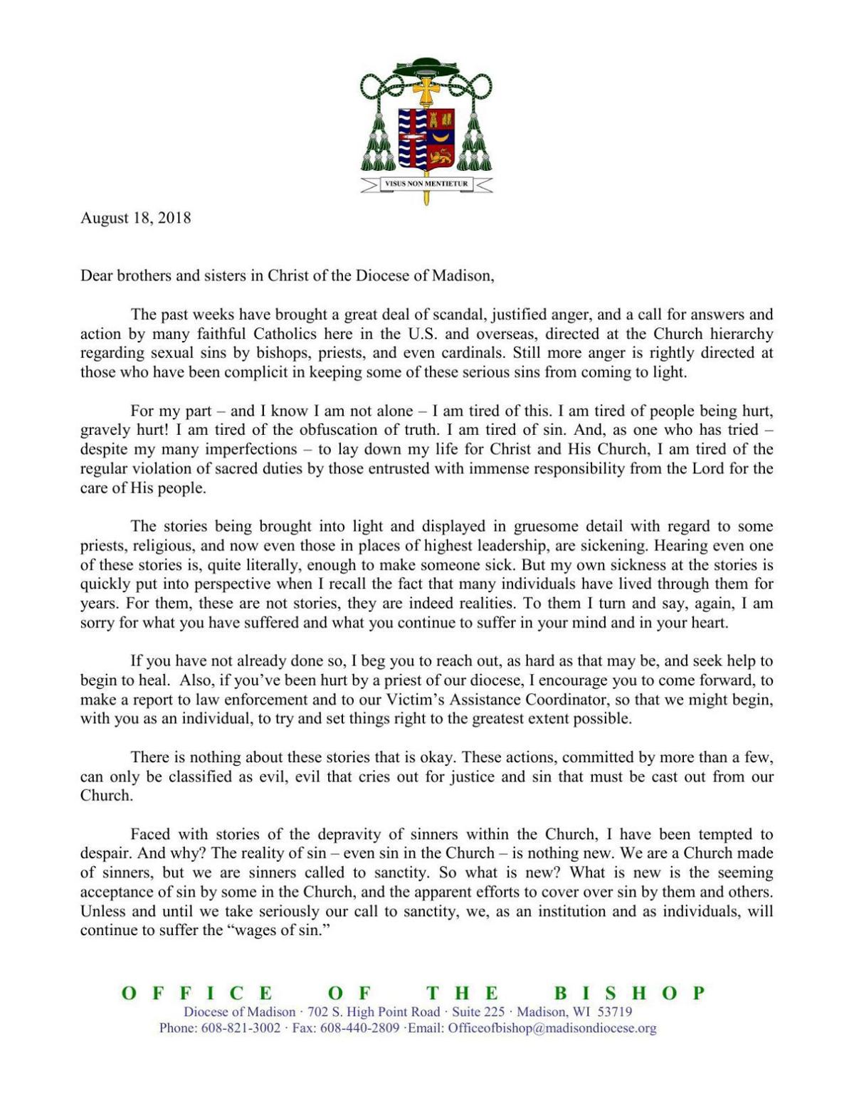 Bishop Robert Morlino Blames Homosexual Subculture For Sexual