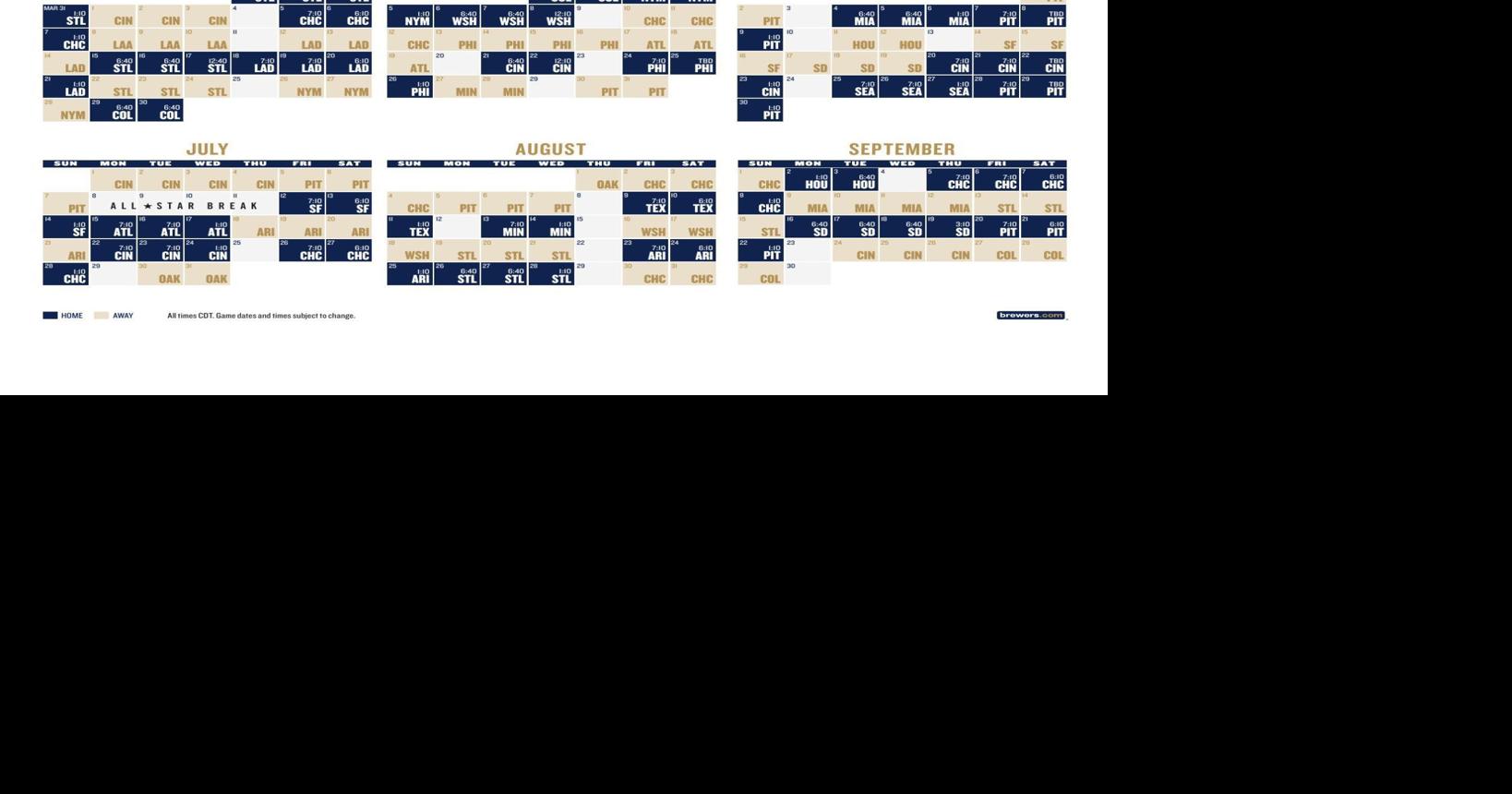 Brewers Schedule 2022 Pdf 2019 Milwaukee Brewers Schedule | Baseball | Wiscnews.com