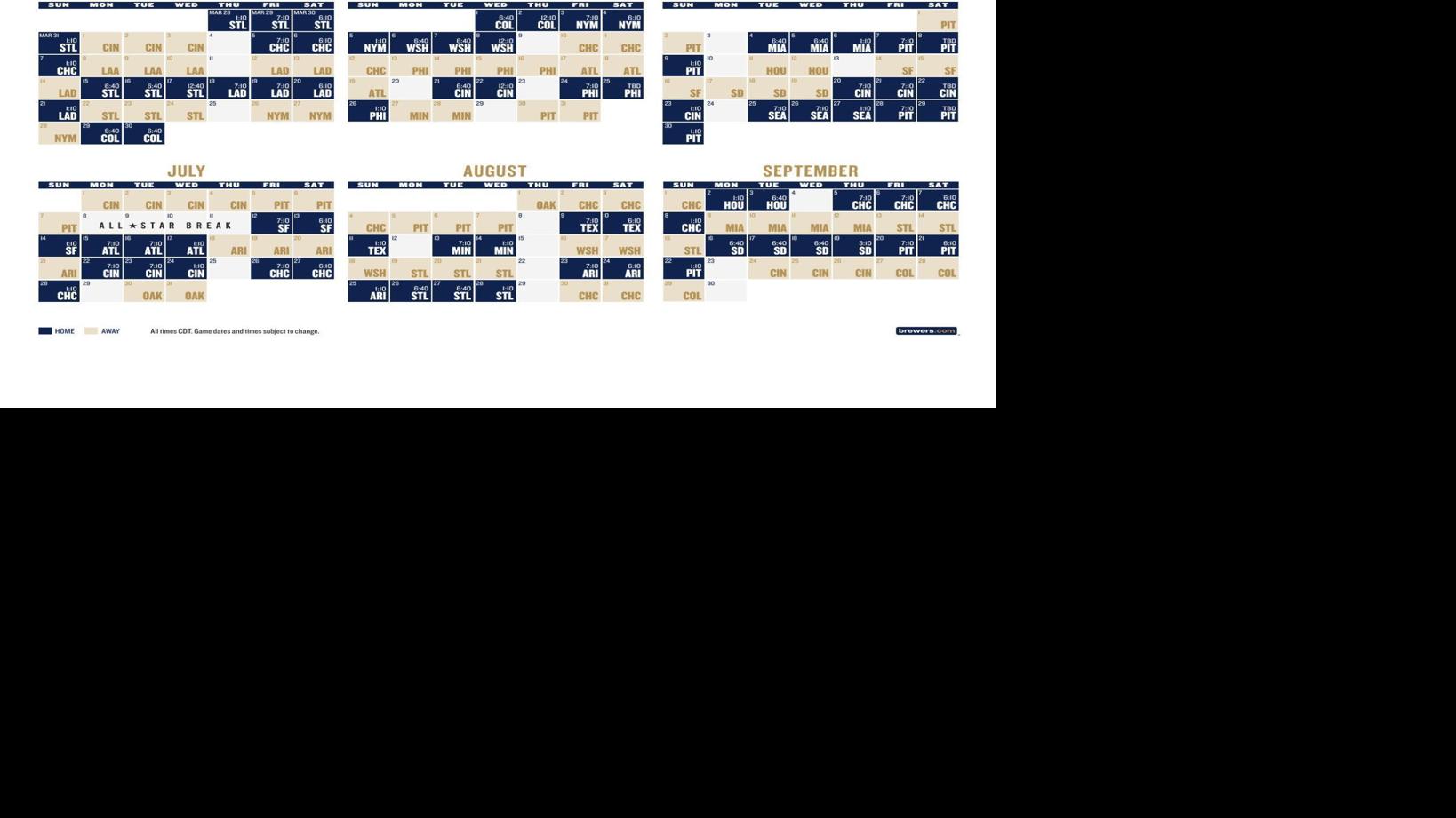 2019 Milwaukee Brewers schedule | Baseball | wiscnews.com