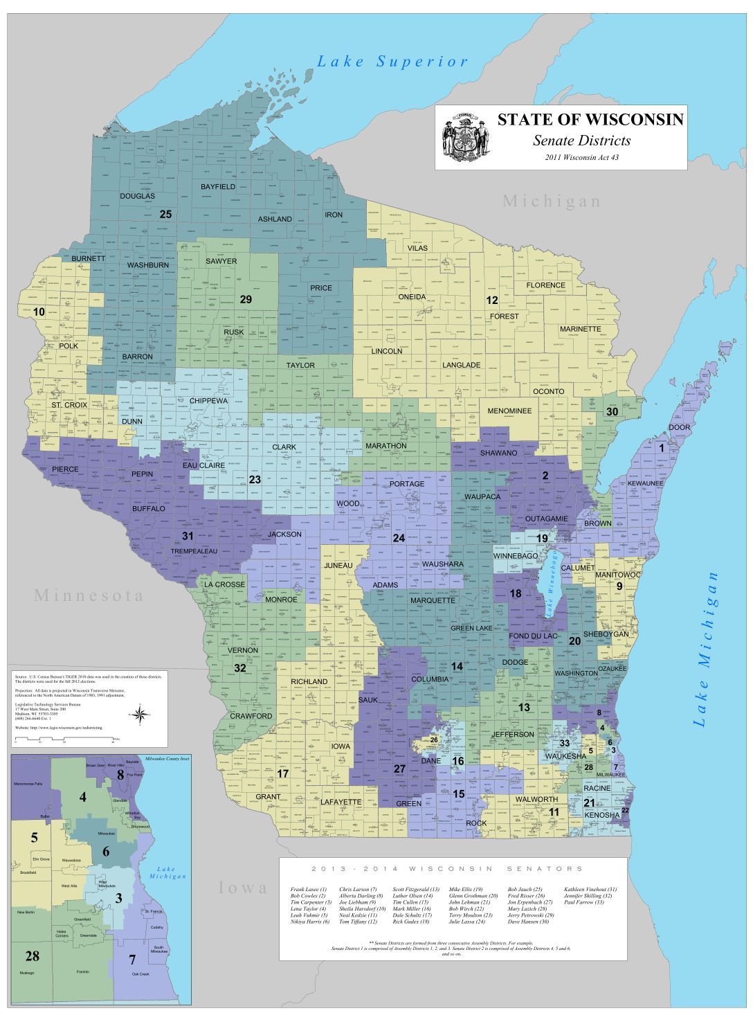 Map: Actual state Senate districts  State & Regional  wiscnews.com