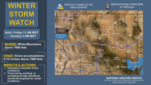Winter storm watch in effect for parts of the White Mountains