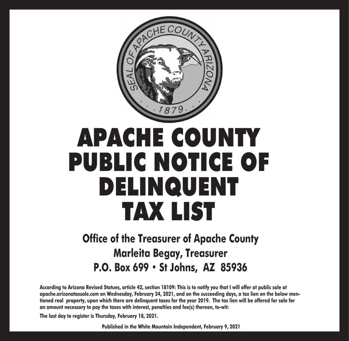 Apache County Delinquent Tax 2021 Delinquent Tax