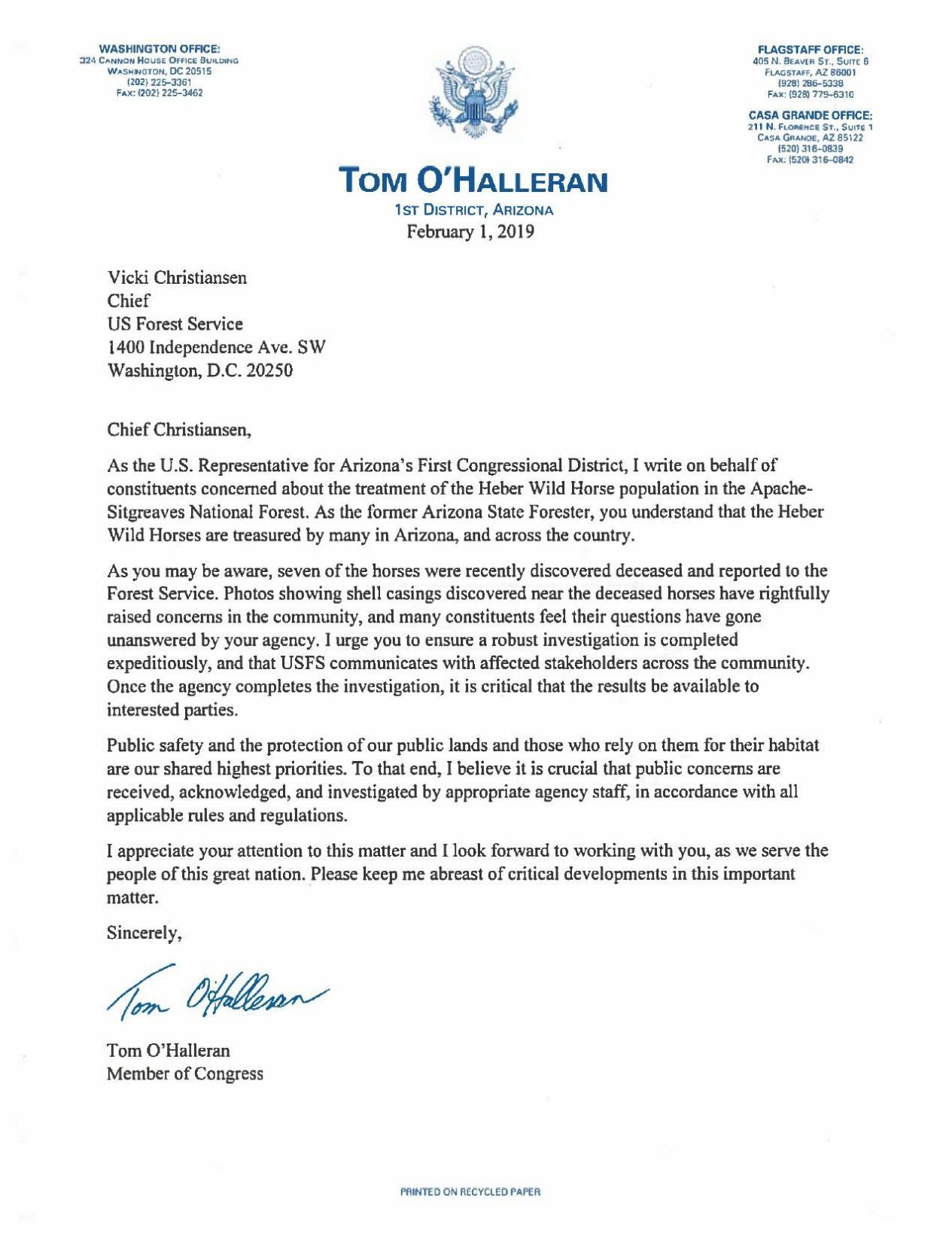 Letter From Congressman O Halleran To USFS News Wmicentral Com   5c5b233876002.preview 