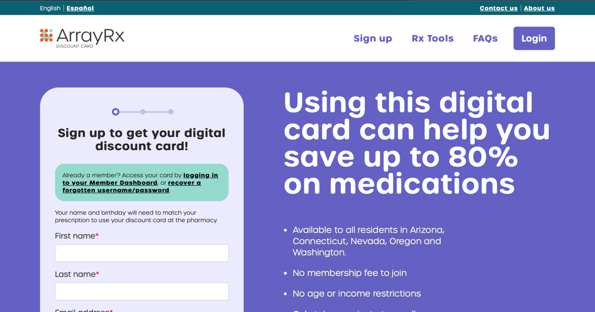 Array Rx Discount Card New state prescription card released for residents without prescription ...