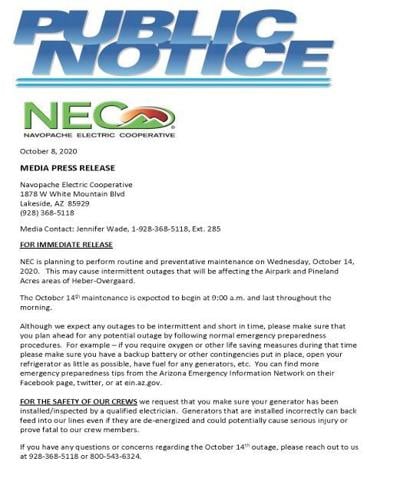 Notice from NEC
