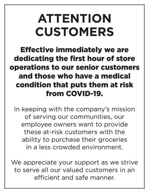 United Supermarkets of Oklahoma first hour for senior customers
