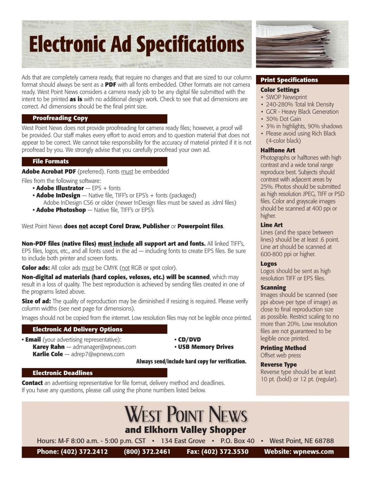 2022 Rate Pamphlet (2 Pages)