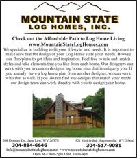 Mountain State Log Homes Inc Log Homes Cabins Jane Lew Wv Wvnews Com