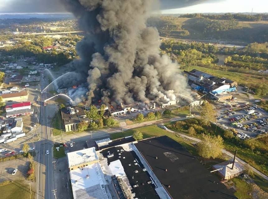 Warehouse Fire aerial