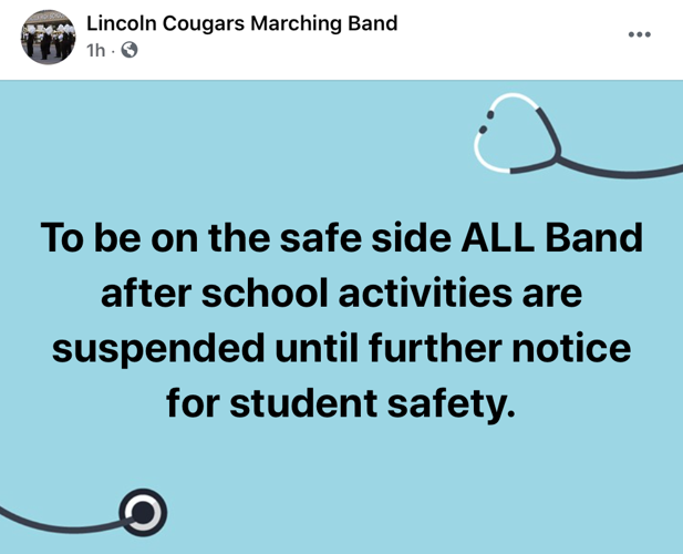 Lincoln High School football, band activities suspended after confirmed