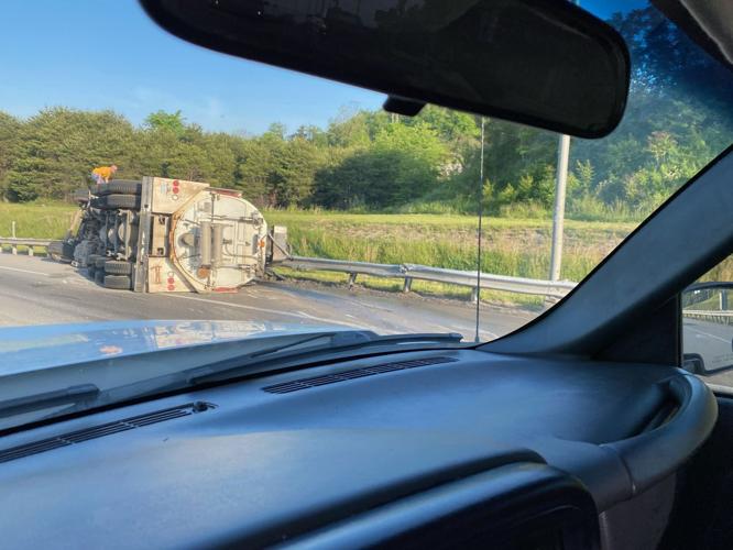 Truck rolls over on U.S. 50 near I79 in Harrison County West Virginia