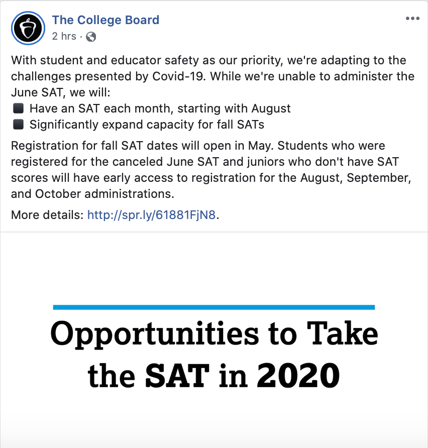 College Board cancels June SAT, with possibility of remote testing this