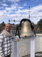 Original church bell displayed at All Saints Catholic Church in Bridgeport (West Virginia)
