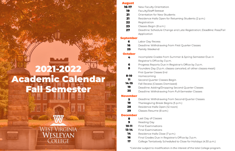 West Virginia colleges announce 2021 22 academic calendars WV News