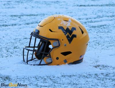 WVU Football Helmet Snow Logo Front