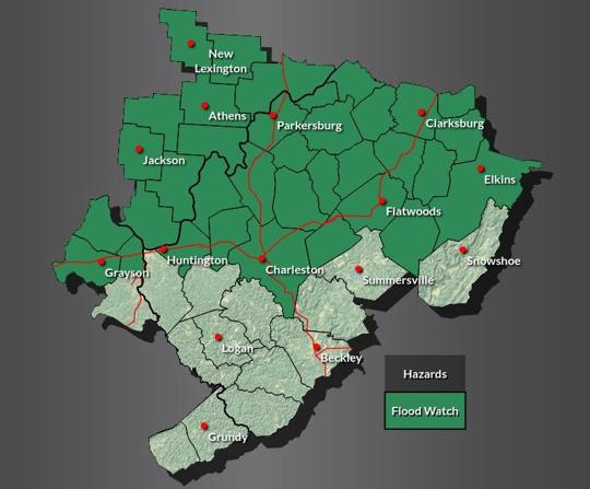 Flood watch continues across West Virginia as strong storms, heavy rain ...