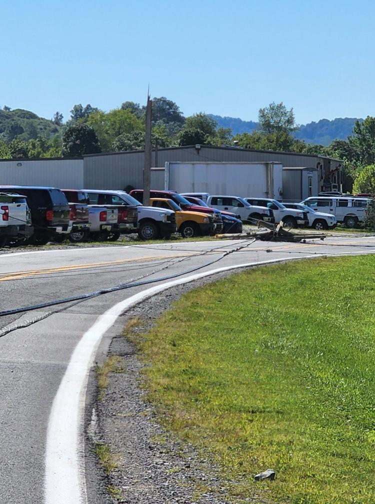 Tractortrailer hits pole in Jane Lew, West Virginia, knocking out