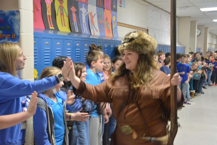 West Virginia University Mountaineer visits Big Elm Elementary in