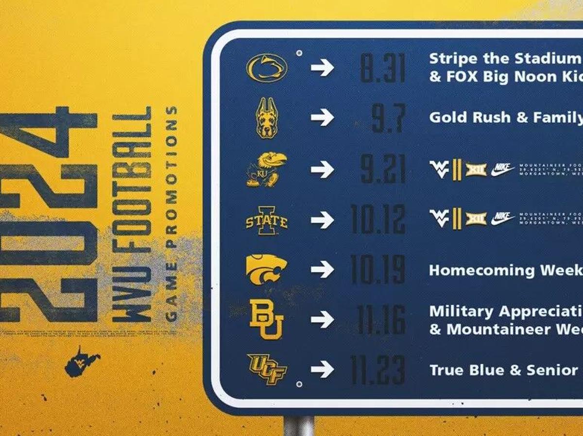WVU Releases 2024 Football Home Game Promotional Schedule | WV News | wvnews.com wvu-releases-2024-football-home-game-promotional-schedule-wv-news-wvnews-com