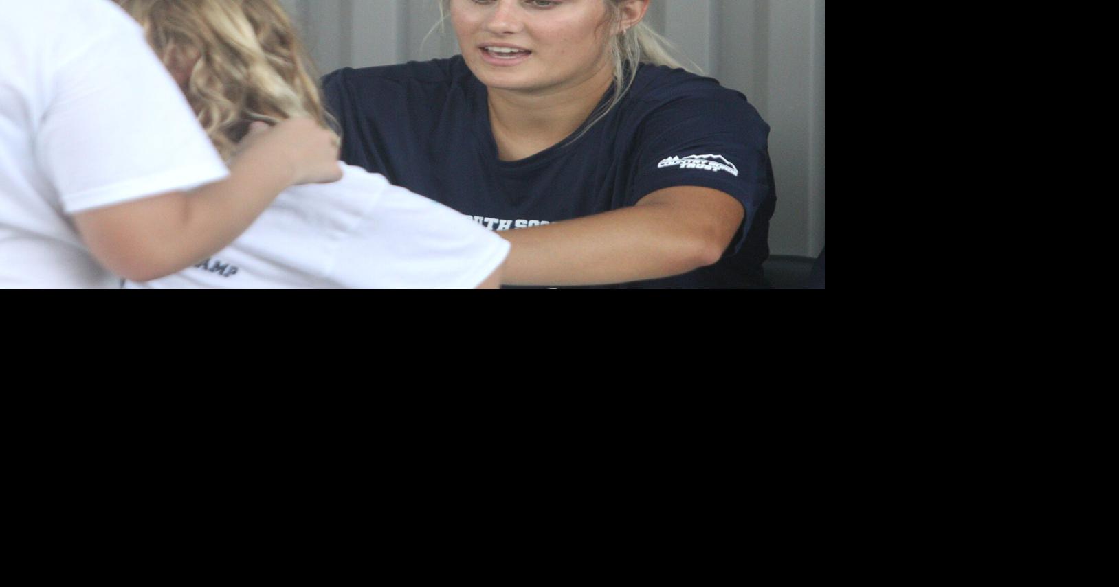 WVU women's soccer players hold soccer camp at The Bridge