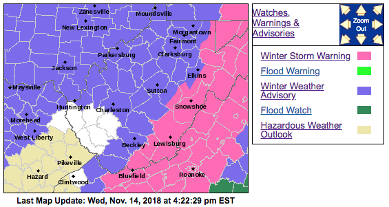Update Eastern West Virginia Upgraded To Storm Warning Advisory