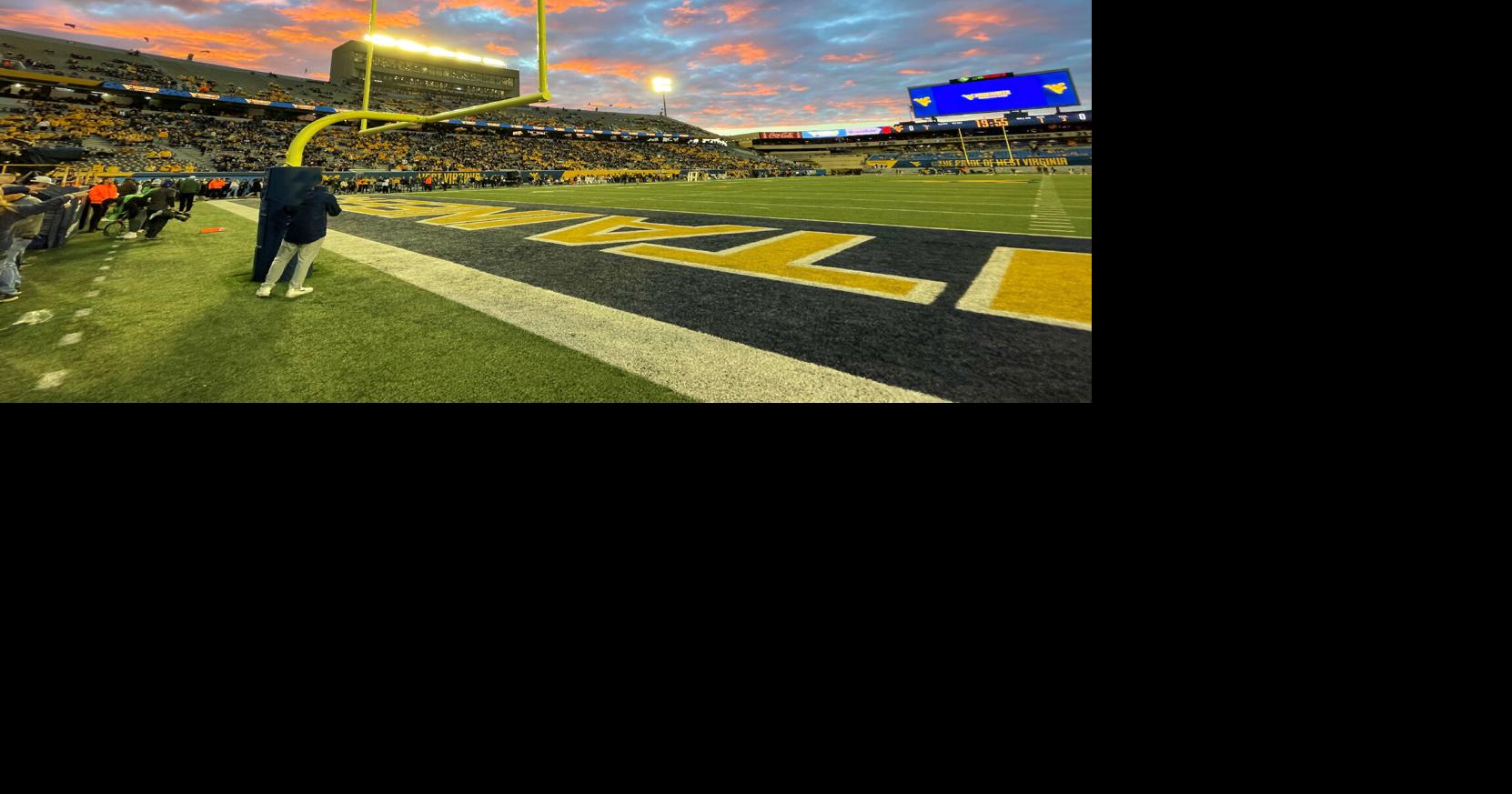 WVU Football Stadium Sunset Front West Virginia University Sports