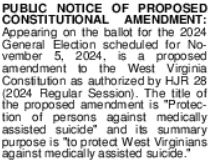 Constitutional amendment banning medically assisted suicide to be ...