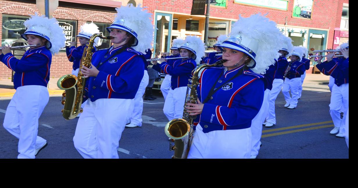 The Buckhannon Upshur High School Marching Band performs during the