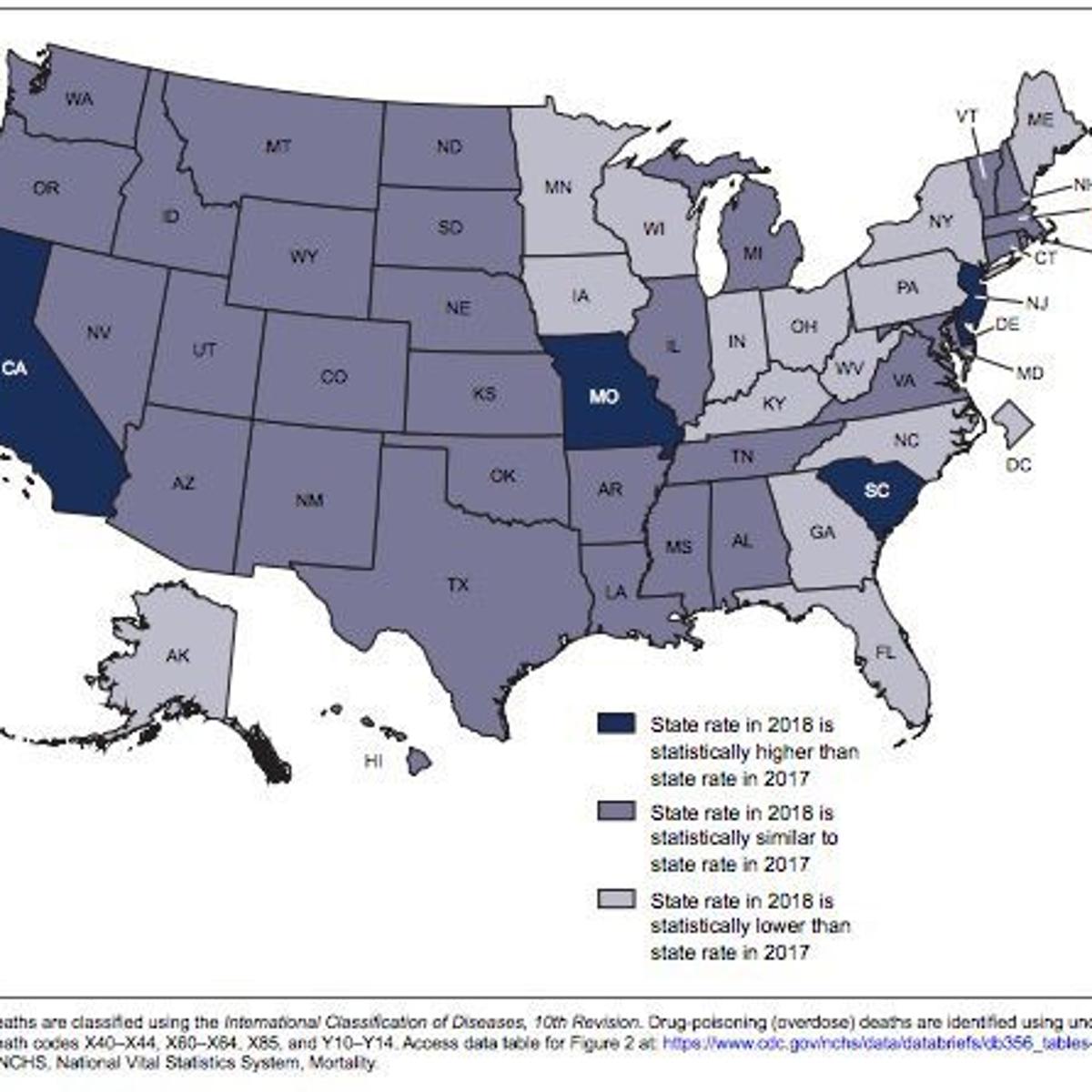 New Cdc Data Drug Overdose Deaths Decline In Wv Still Outpace The Rest Of The Nation Wv News Wvnews Com Opioid Deaths 2022 Map