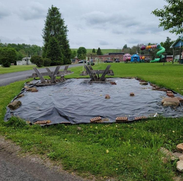 Elk Garden, West Virginia, sprucing up town park Mineral County WV
