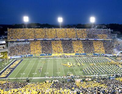WVU football 0916 Stripe the Stadium from press box front