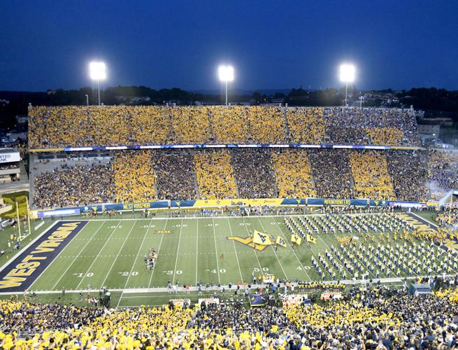 WVU football 0916 Stripe the Stadium from press box front