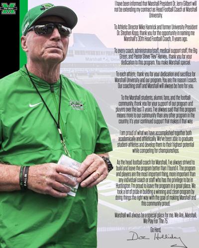 Marshall chooses to replace football coach Doc Holliday | WV News |  