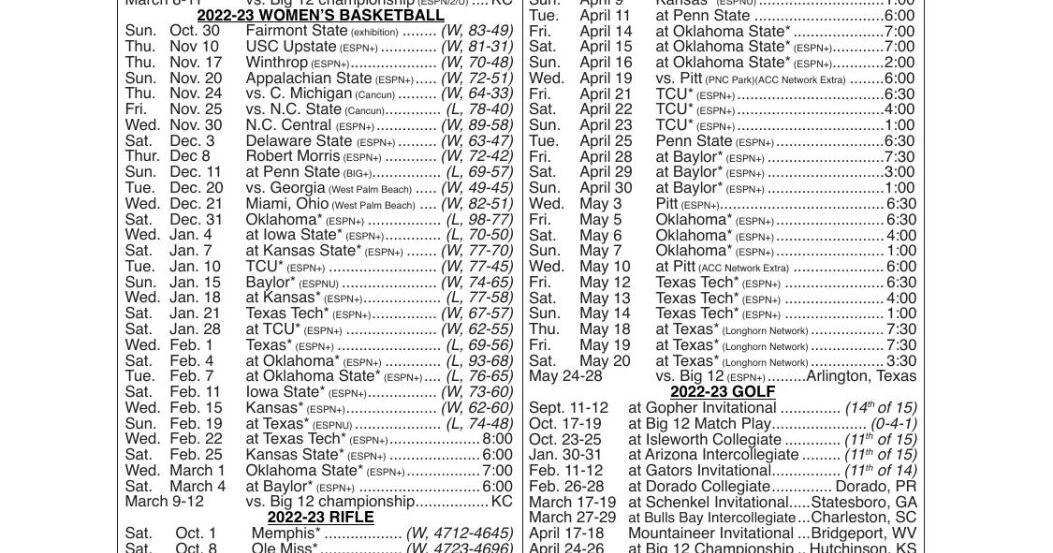 wvu schedule