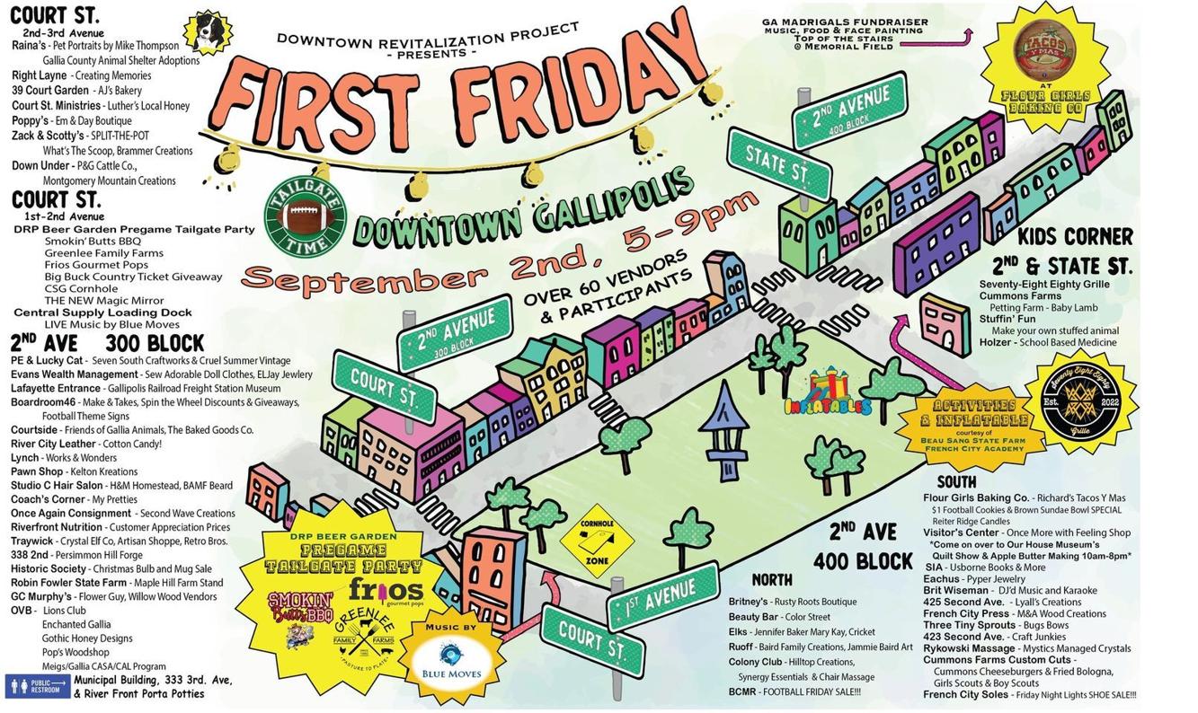 Final First Friday in Gallipolis Sept. 2 Gallipolis, Pomeroy, Point