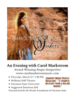 Singer-songwriter Carol Markstrom to perform at Fairmont State University