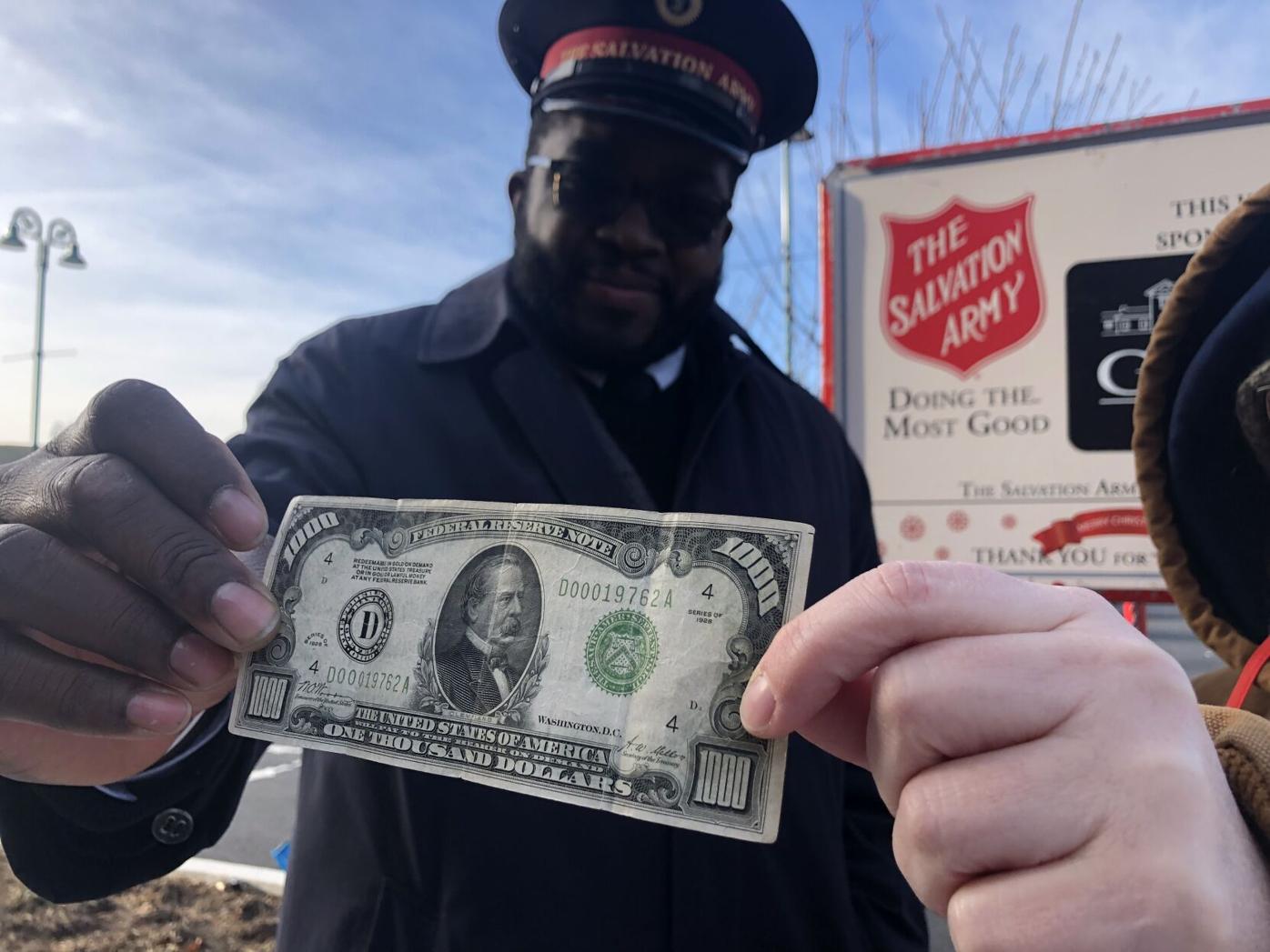 Salvation Army $1,000 bill; 12-23-21