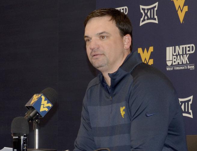 WVU football 0320 Neal Brown at presser front